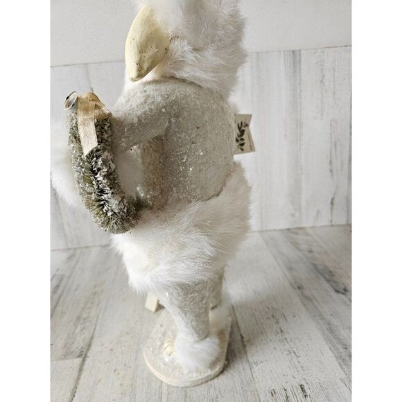 Bethany Lowe skier skiing wreath bunny Xmas glitter home decor - Picture 4 of 9